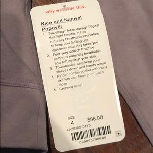 lululemon athletica Jackets & Coats - Lululemon Nice and natural popover lululemon athletica Jackets & Coats - Lululemon Nice and natural popover